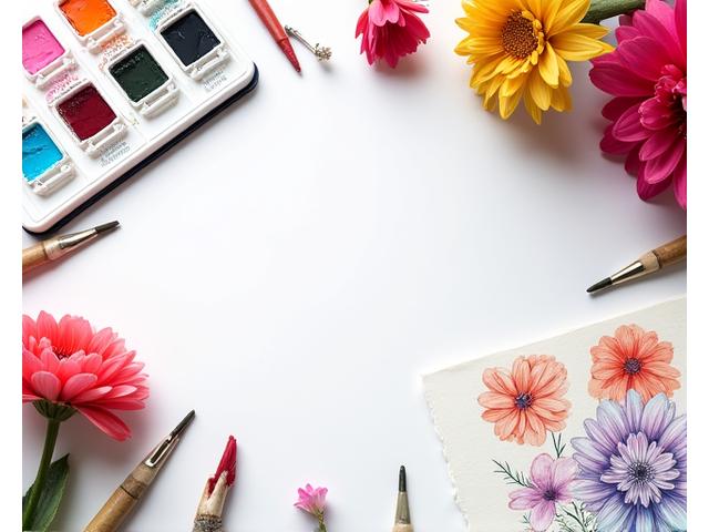 Diseñadora floral trabajando en bocetos y pruebas de color para un arreglo personalizado.